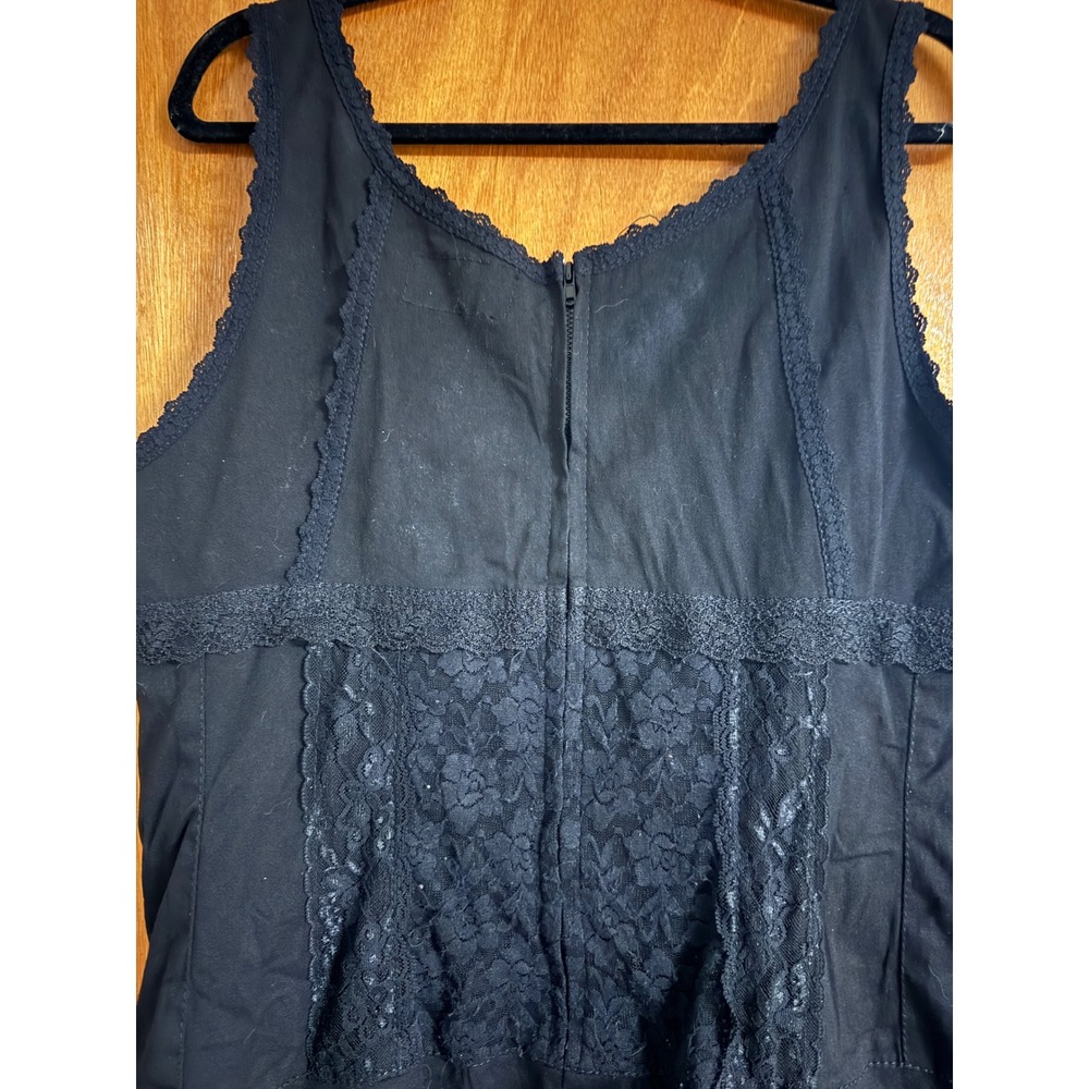 Tripp NYC Black Lace Trim Ruffle Hem Gothic Mini Dress Sleeveless Punk - Picture 5 of 11